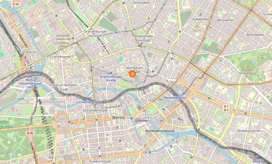 Map: Location of Wonderlandmovies GmbH, Große Hamburger Straße 28, 10115 Berlin