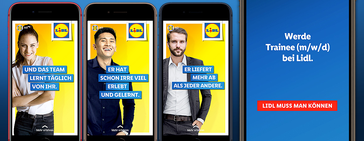 Faster. More efficient. More flexible.
la red controls LIDL recruiting with the video campaign generator.
